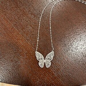 Silver sparkly Butterfly Necklace